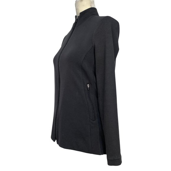 Eileen Fisher Jersey Jacket Mock Neck Ribbed Sleeves Full Zip Size XS - Picture 4 of 10